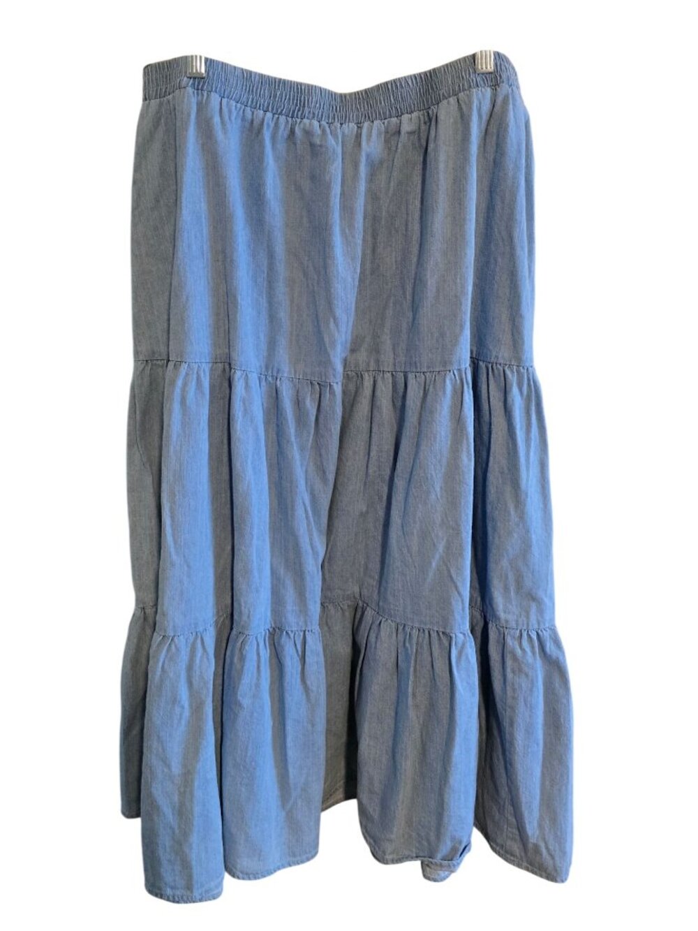 City Chic Womens Blue Tiered Skirt Large Lightweight Cotton